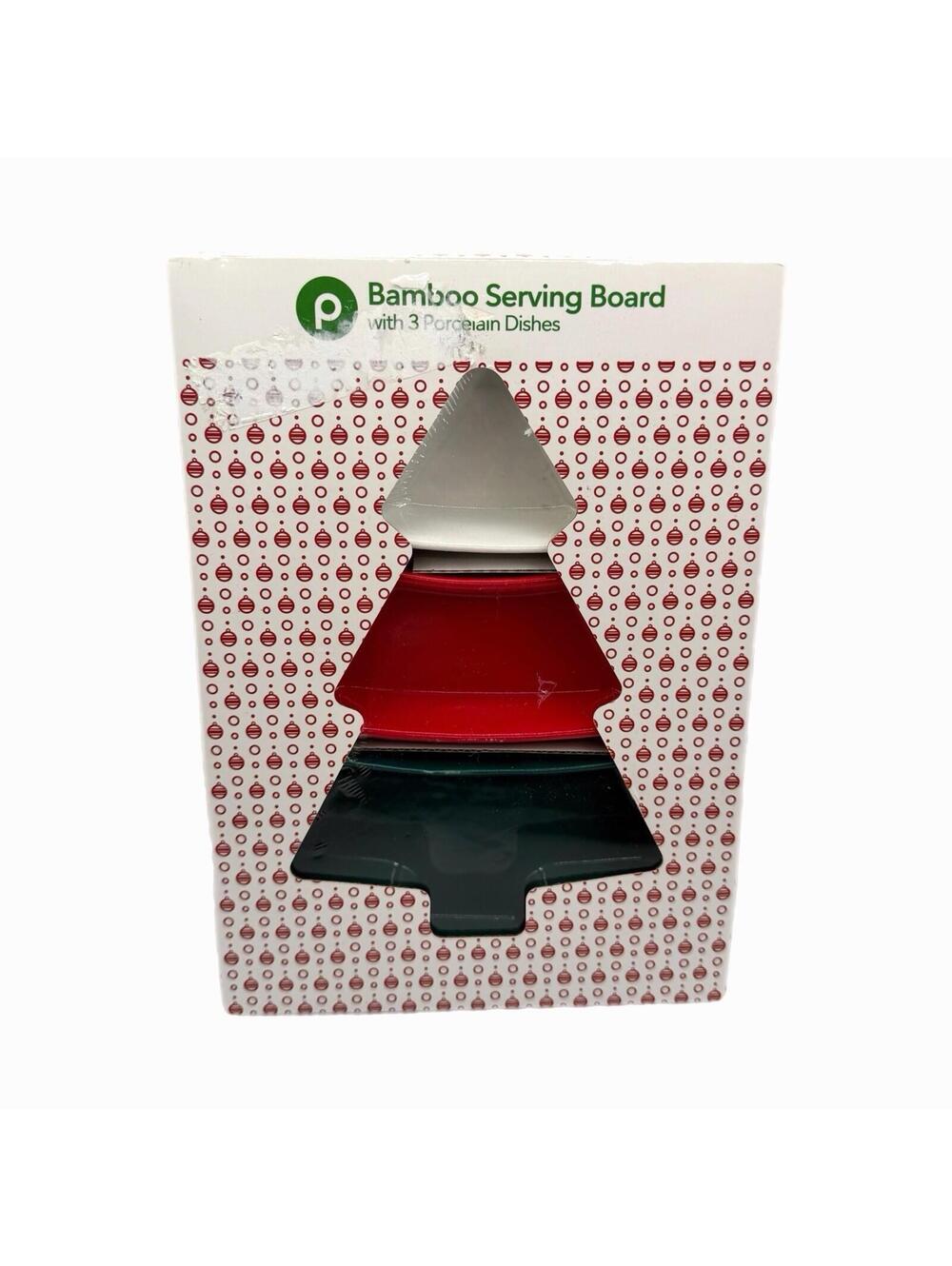 Publix Holiday-Themed Christmas Tree Bamboo Serving Board / Candy / Nut Dishes